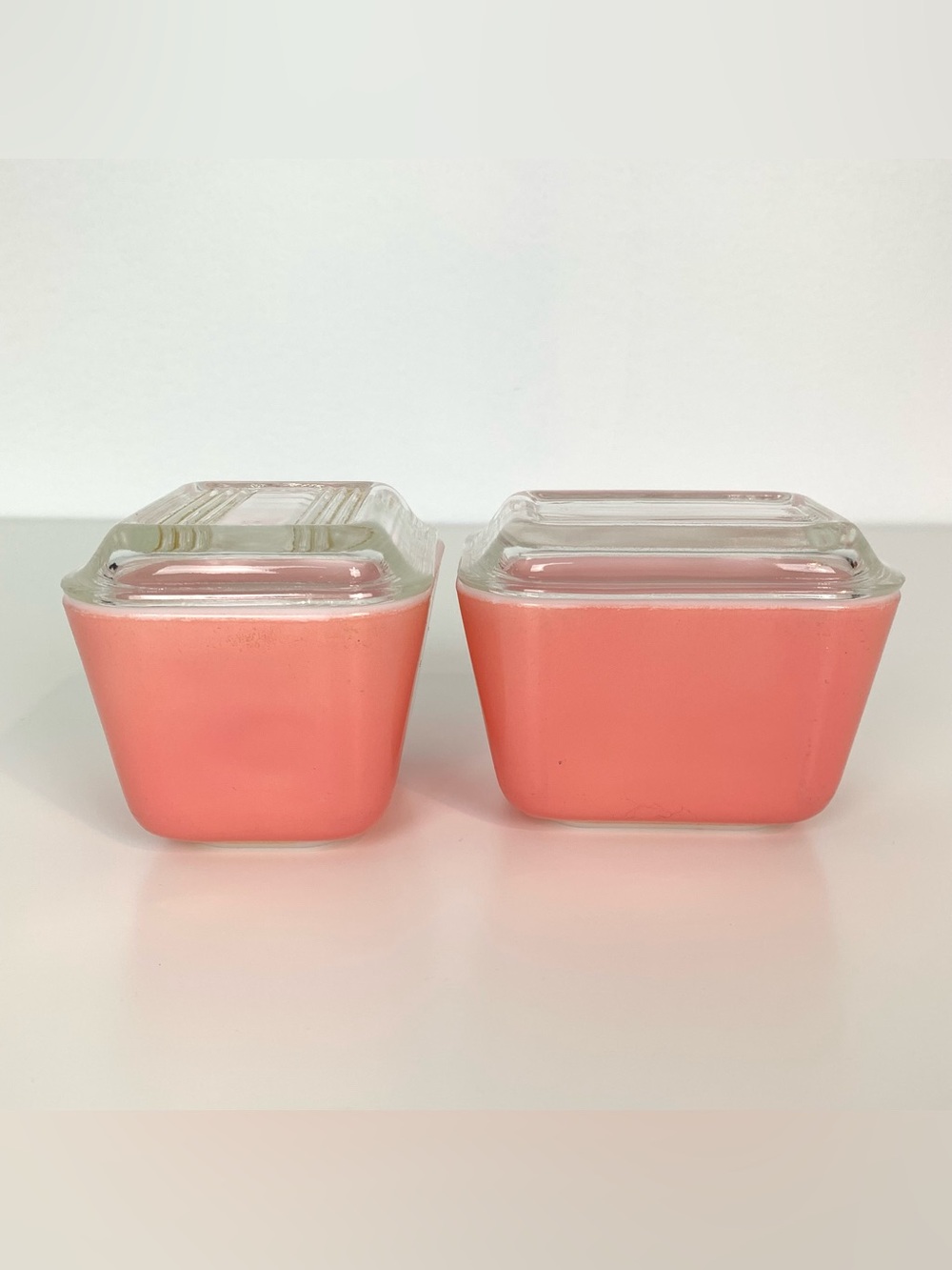 Pair Of Pyrex Refrigerator Dish With Lids Pink 501 Fridgies Set Of 2 Vtg Read